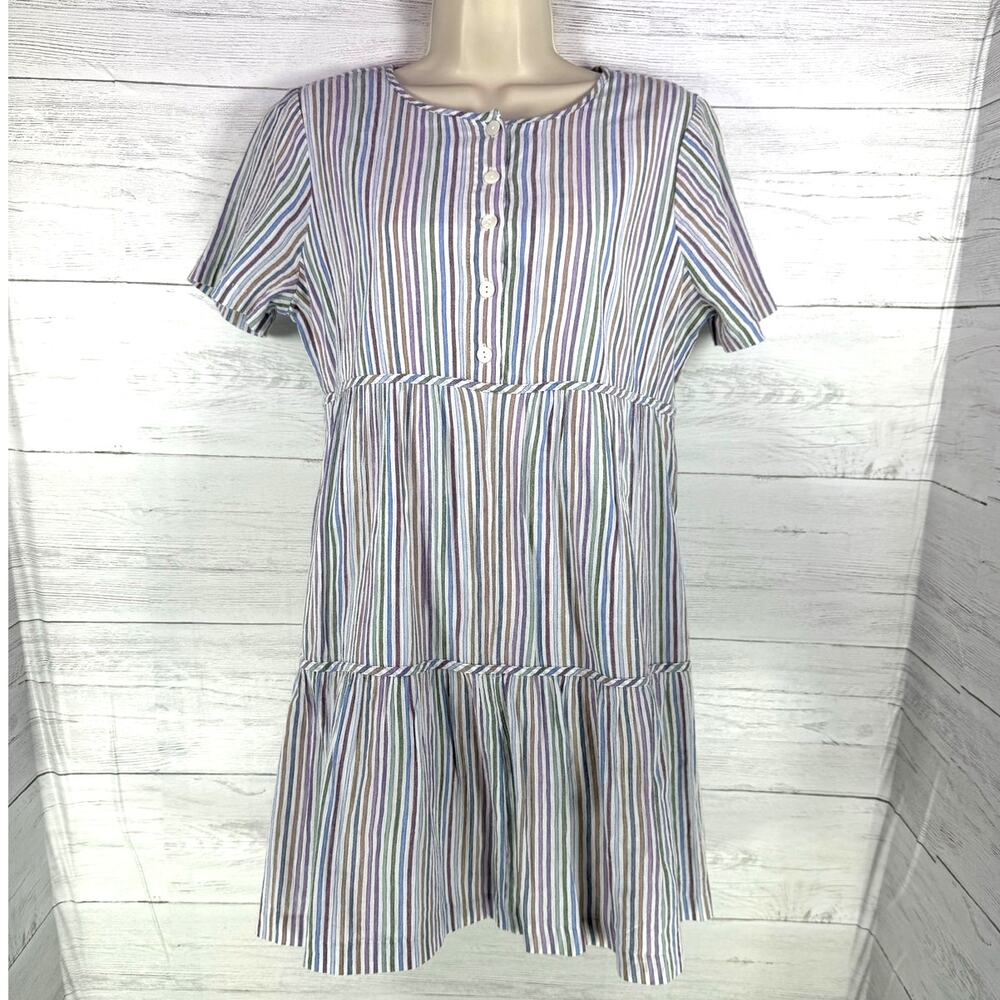 Madewell Small Crewneck button front tiered dress cottage babydoll beachy coasta - Picture 2 of 13